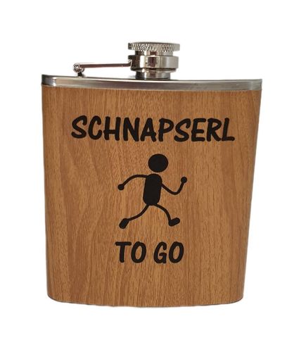 Flachmann in Holzdesign Füllvermögen 170 ml - "Schnapserl to go!"