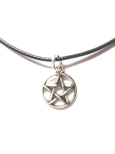 Halskette (Farbe) Antik-Silber Anhänger - Pentagramm