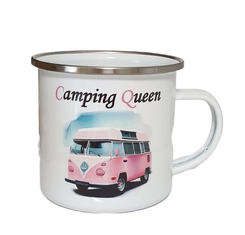 Emailletasse  - "Camping Queen"