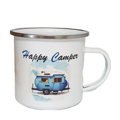 Emailletasse  - "Happy Camper"