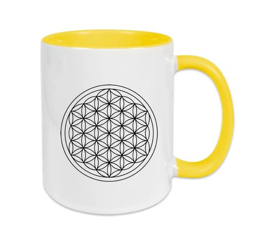 Blume des Lebens Tasse - Gelb