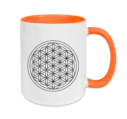 Blume des Lebens Tasse - Orange