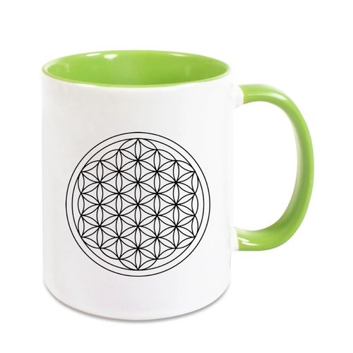 Blume des Lebens Tasse- Grün