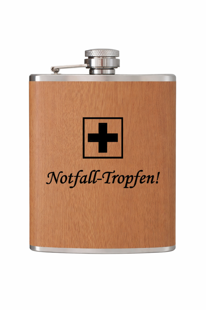 Flachmann in Holzdesign - Notfall-Tropfen