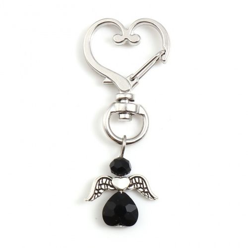Schlüsselanhänger/ Schlüsselring Schutzengel mit Herz, Engel, schwarz