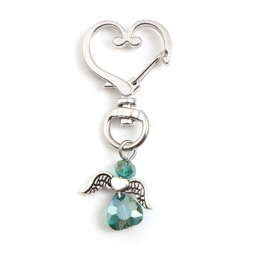 Schlüsselanhänger Schlüsselring Schutzengel mit Herz, Engel, grün