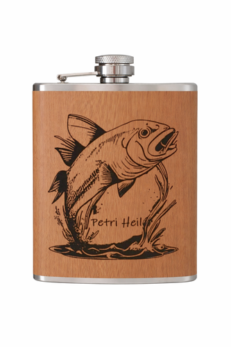 Flachmann in Holzdesign Füllvermögen 170 ml - Petri Heil