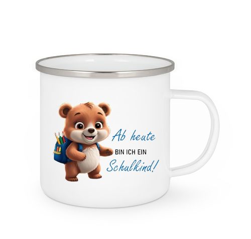 Emailletasse - Ab heute bin ich ein Schulkind - Bär