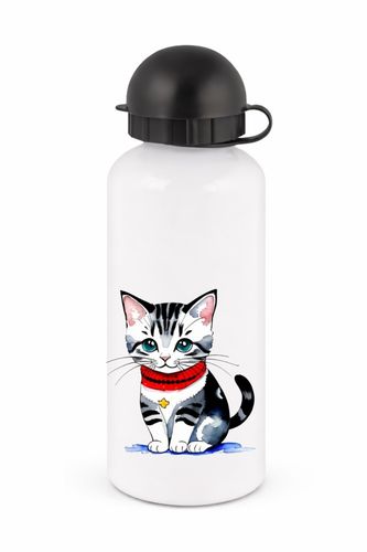 Aluminium-Trinkflasche, Wasserflasche 500ml - Katze